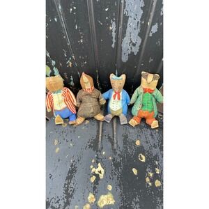 Vintage Beatrix Potter Wind in the Willows Lithograph Cloth Dolls Set of 4 Toad